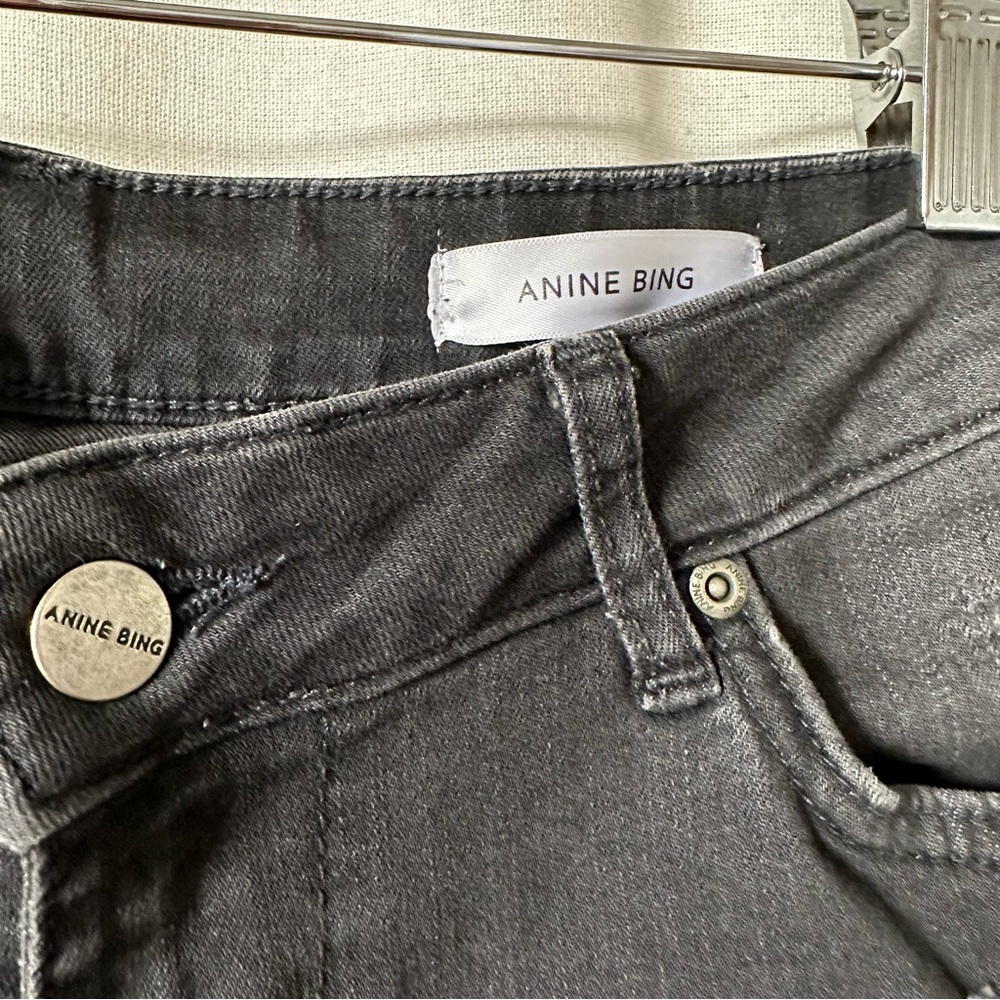 Anine Bing charcoal black distressed skinny jeans - Picture 7 of 8